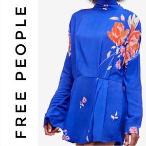 Free People Blue Tunic Shirt Dress Orange Flower
